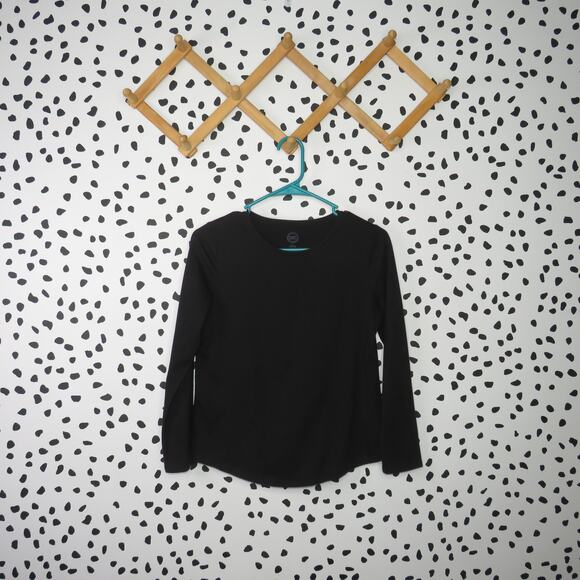 Wonder Nation Black Basic Girls Long Sleeve Shirt - Picture 1 of 7